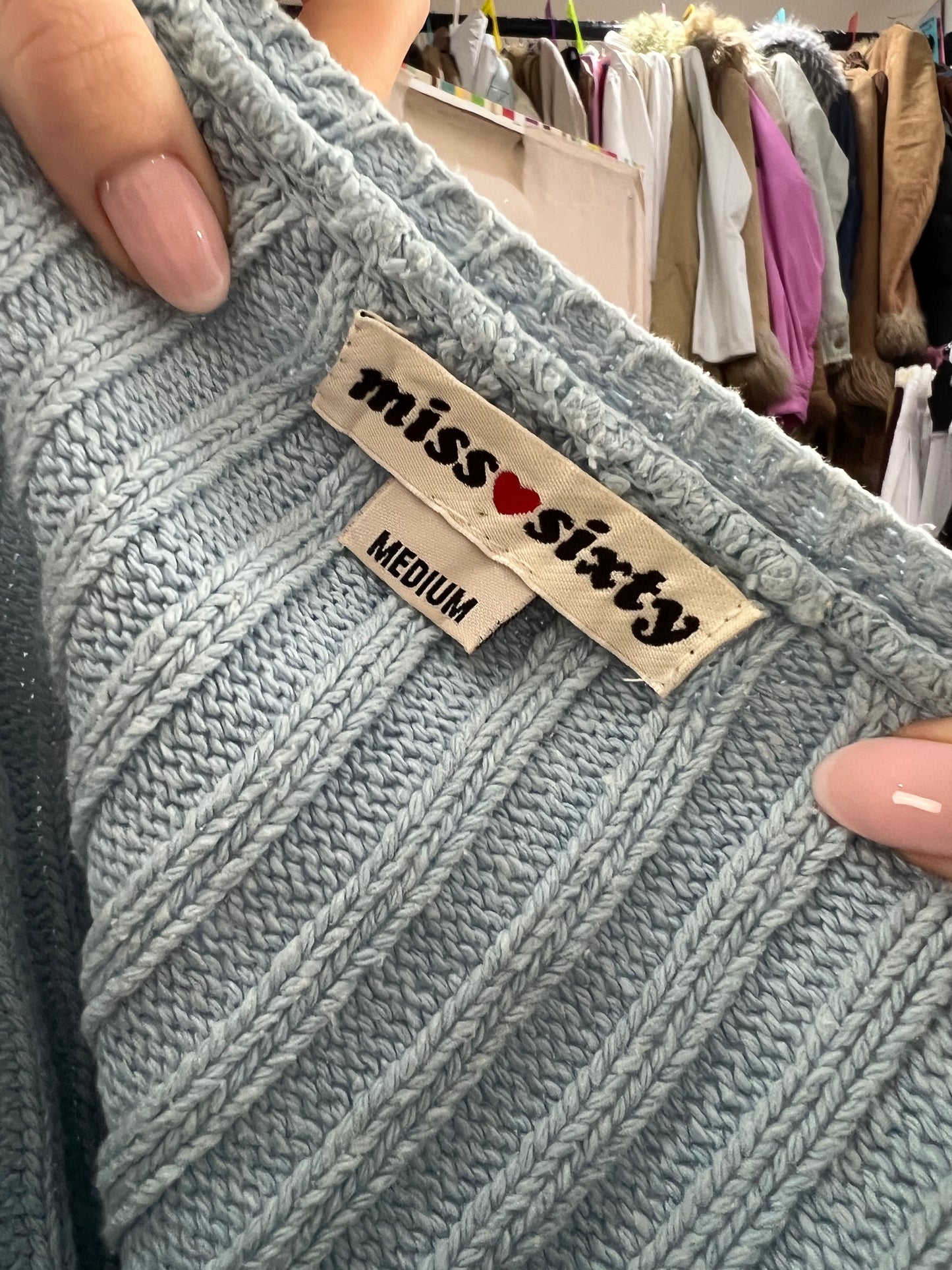 vintage edit six | small baby blue miss sixty cropped jumper