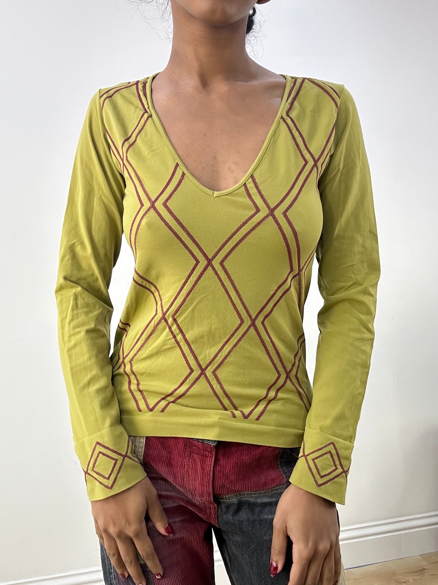 💻 HIPPY CHIC DROP | small green patterned long sleeve top