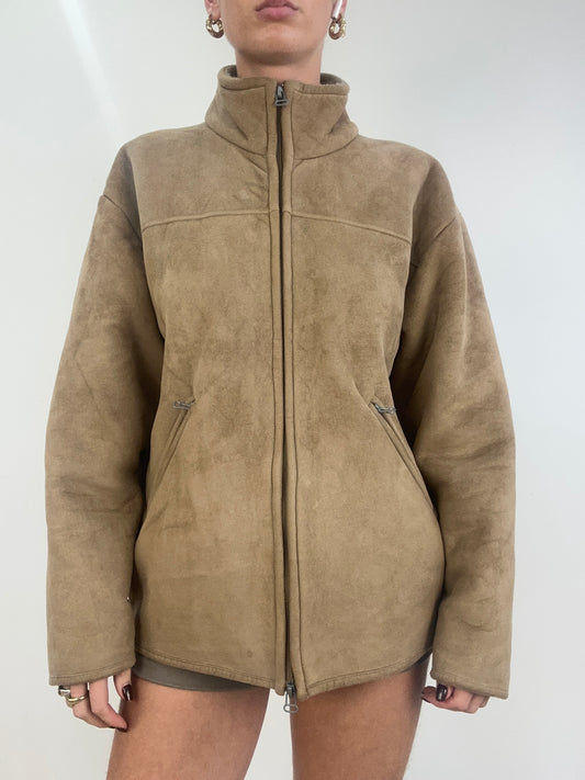 vintage drop 1 | large beige suede zip up jacket