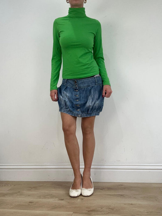 st patrick’s day | large blue mid wash denim bubble skirt