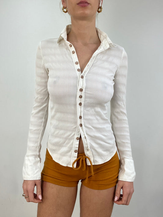 vintage edit six | small white ribbed long sleeve shirt