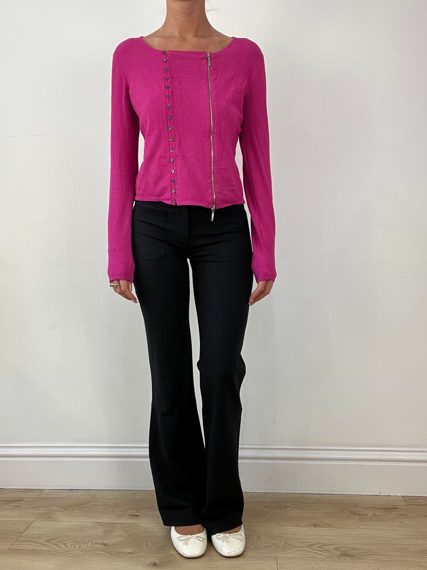 OFFICE GIRLIE | medium pink zip up cardigan