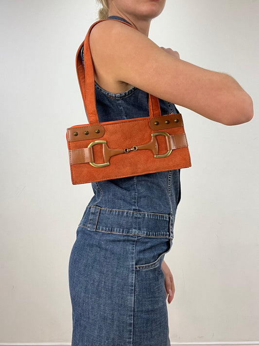 vintage edit eight | orange faux suede shoulder bag