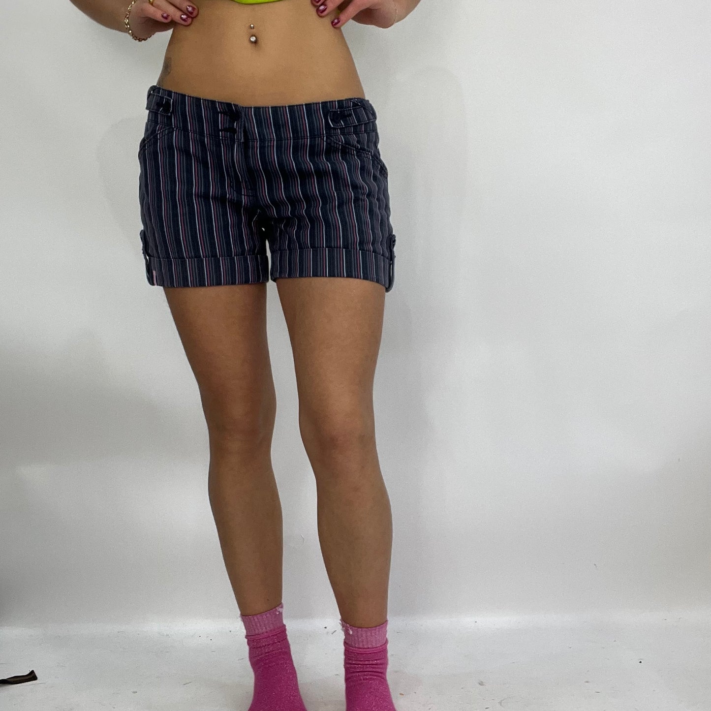 SUMMER ‘IT GIRL’ DROP | striped navy and pink shorts - small