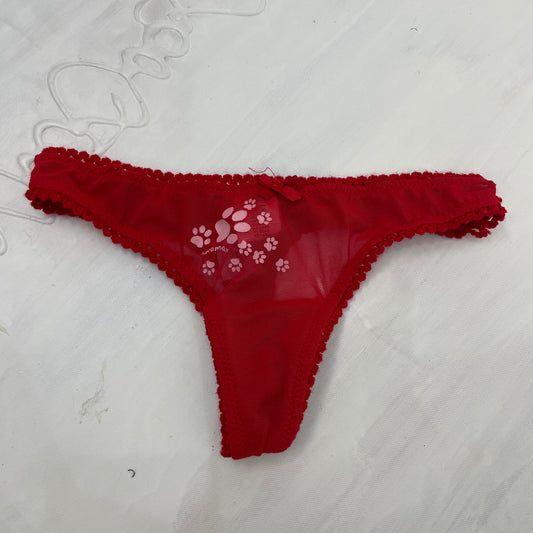 GALENTINES DAY DROP | xs red mesh paw print thong