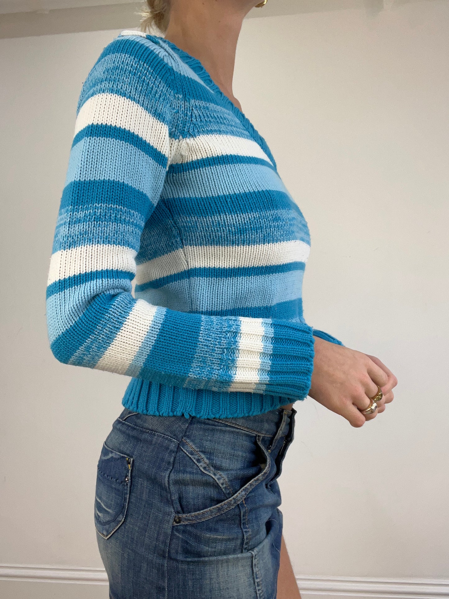 vintage edit four | small white and blue striped jumper