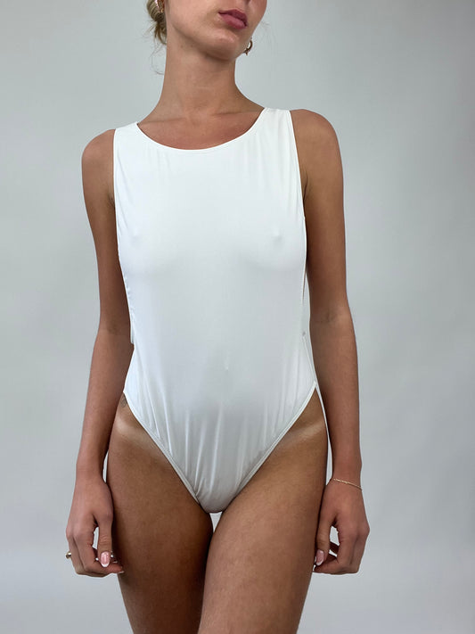 PALM BEACH DROP | medium white one piece swimsuit with cut outs