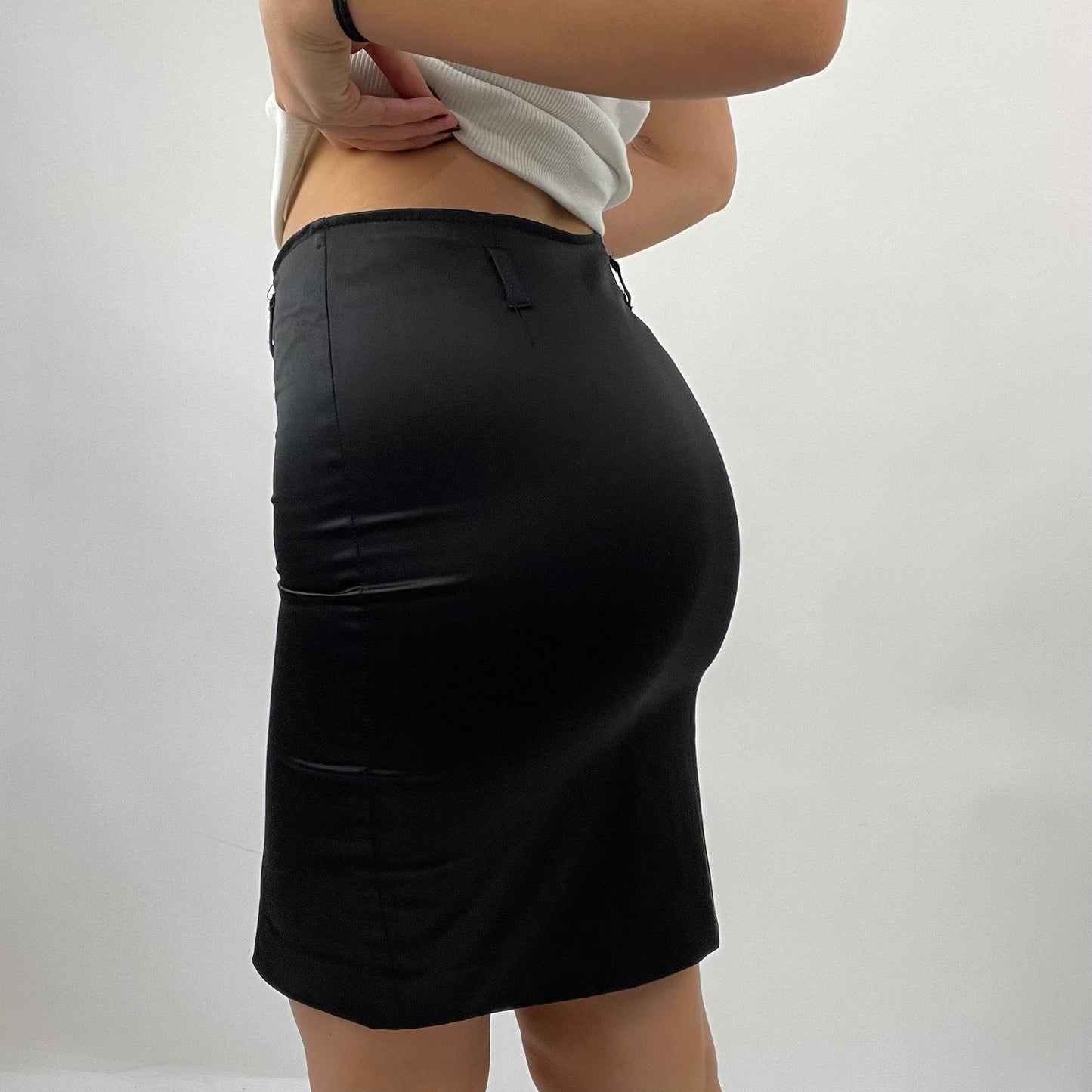 12 DAYS OF XMAS DROP | small black silky skirt with diamanté detail