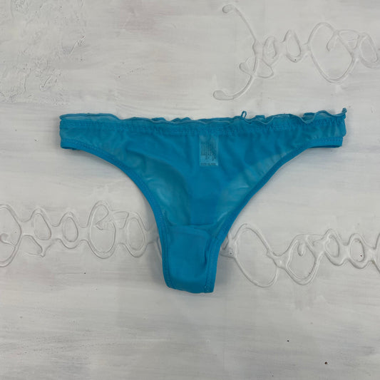 CHALET GIRL DROP | small blue mesh ruffle thong