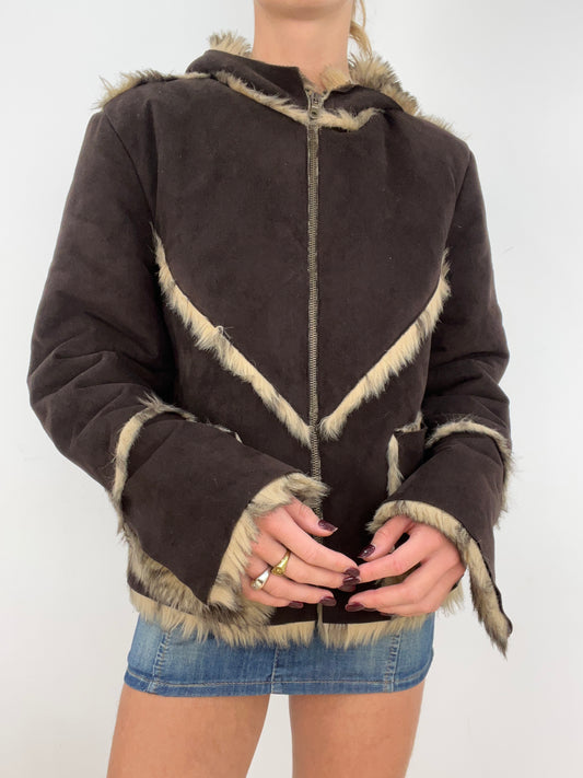 WINTER ESSENTIALS | medium brown suede fur jacket