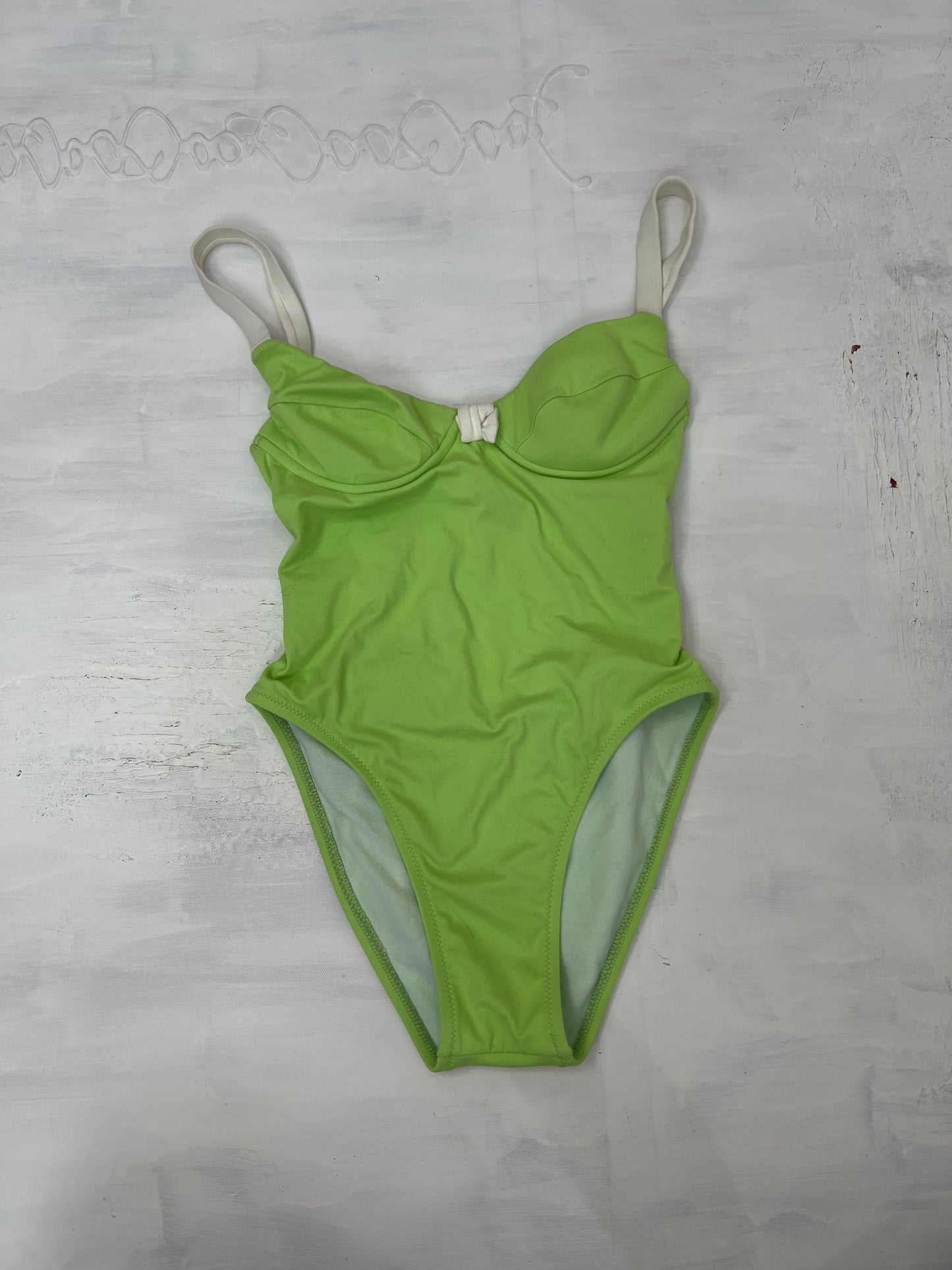 FRUITY DROP | small green swimsuit with white cross straps