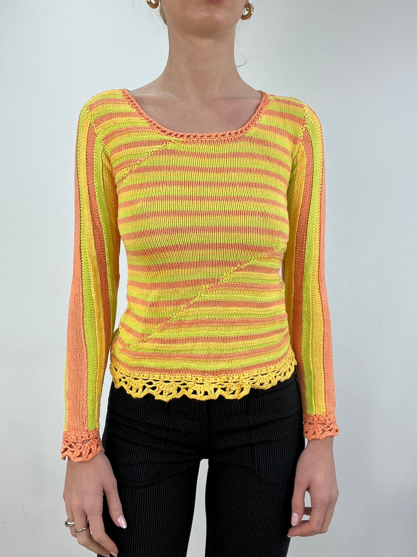 vintage edit six | extra small yellow and orange crochet jumper