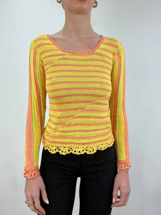 vintage edit six | extra small yellow and orange crochet jumper