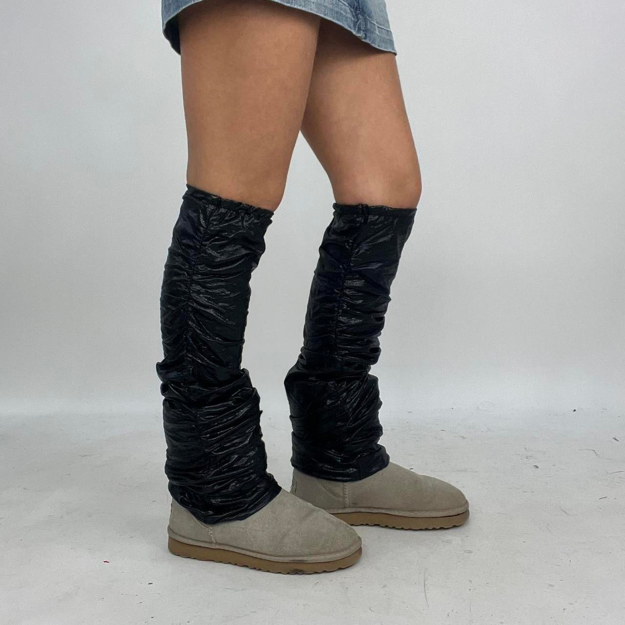 ‼️💻 FREE SHIPPING | black shiny leg warmers