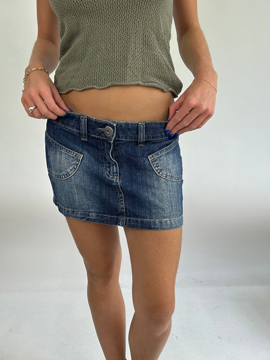 BRITISH SUMMER GIRL DROP | medium blue denim skirt with pockets