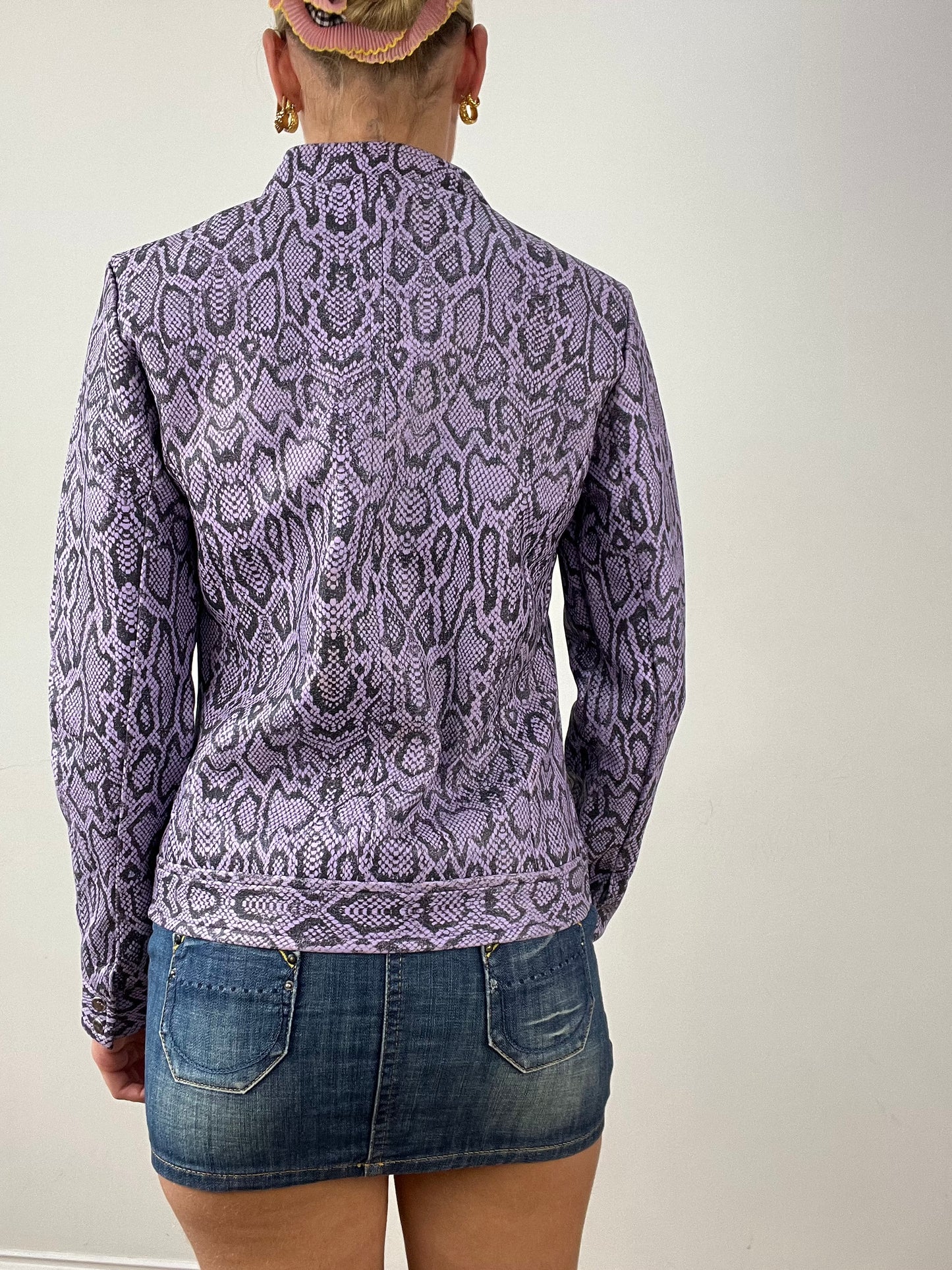 BEST PICKS | medium purple faux leather snakeskin print jacket