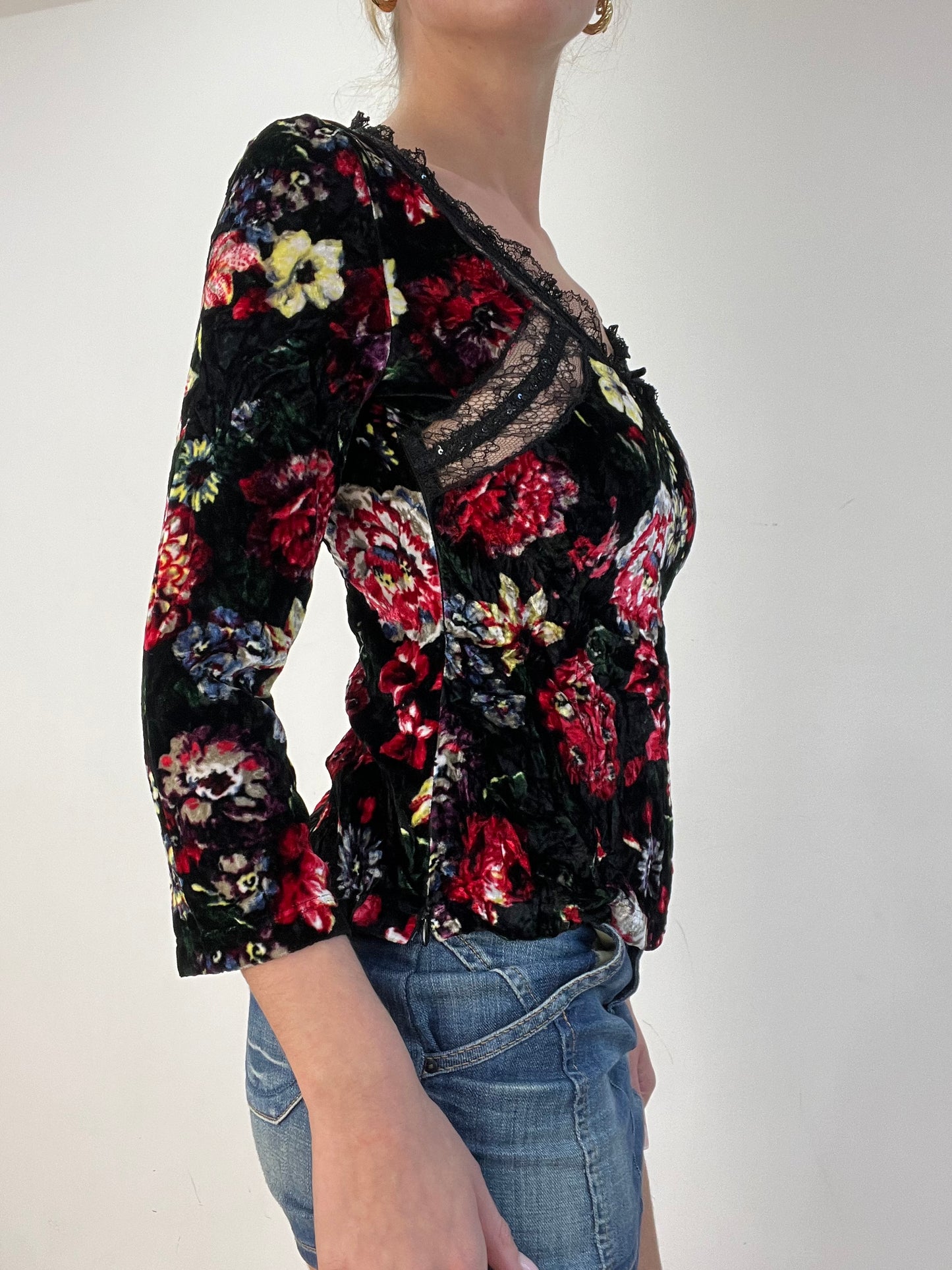 BEST PICKS | small black velour dolce and gabbana floral top