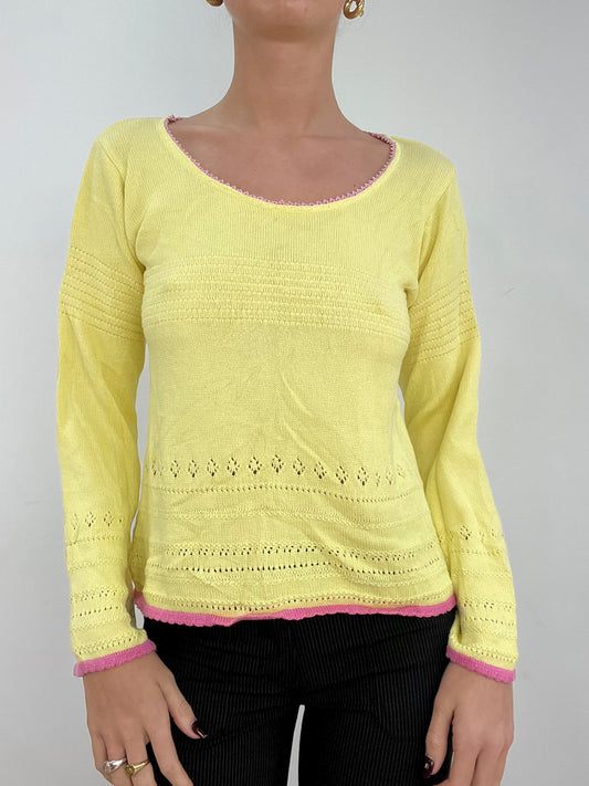 WINTER ESSENTIALS | medium yellow and pink jumper