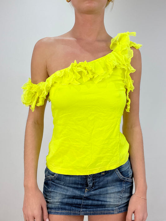 vintage edit eight | small yellow ruffle versace top