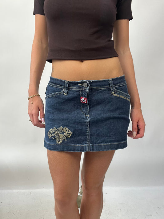 BRAT GIRL SUMMER DROP | small denim skirt with embroidery detail