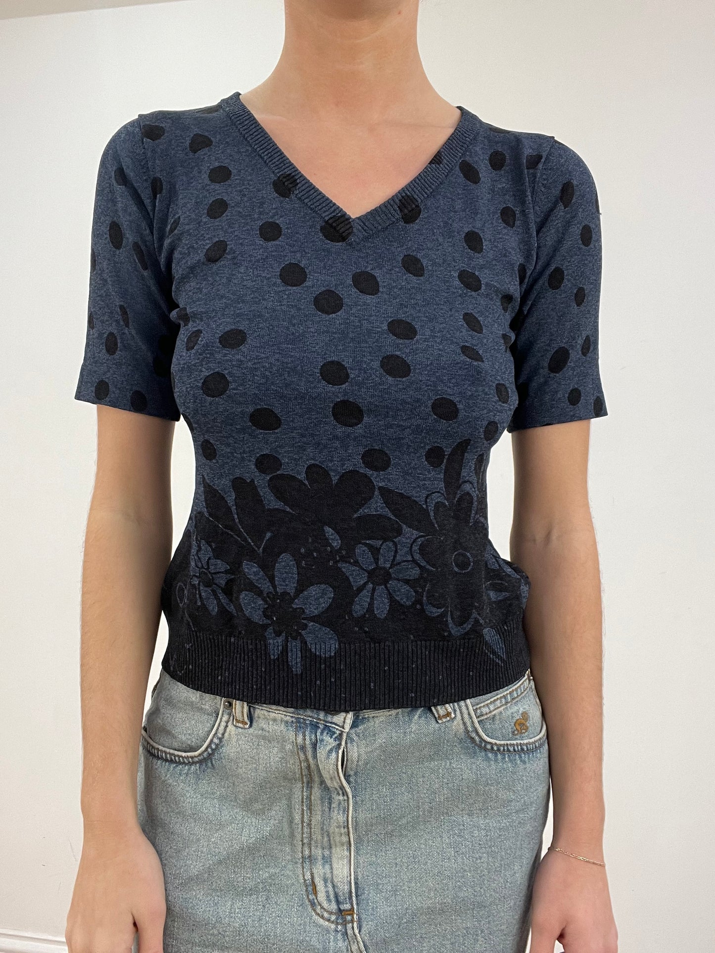 BEST PICKS | small navy polka dot and floral top