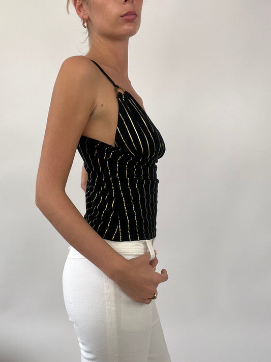 💻 PALM BEACH DROP | small black cami with gold stripes