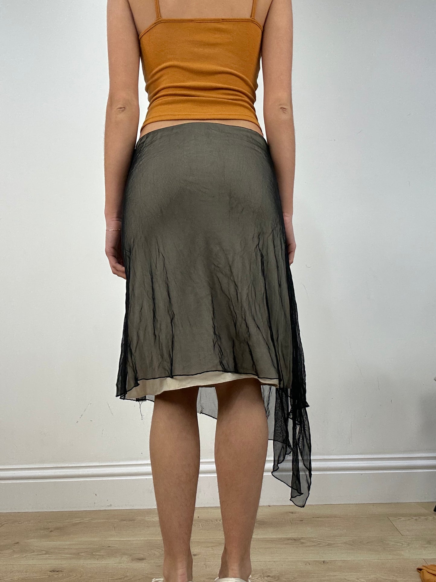 vintage edit nine: part two | small black mesh midi skirt