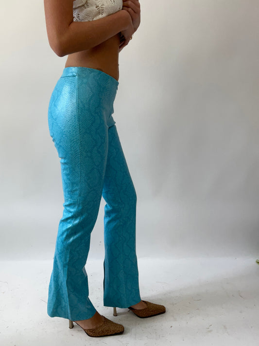 GIRLS TRIP DROP | small blue faux leather snakeskin trousers