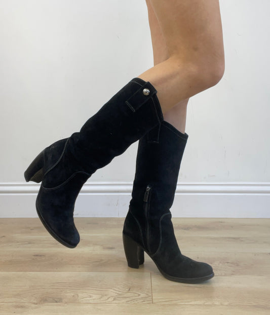 ⭐️vintage edit thirteen | uk 4 black suede cowboy boots