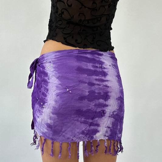 💻 DAINTY DROP | small purple tie dye tie side beach wrap skirt