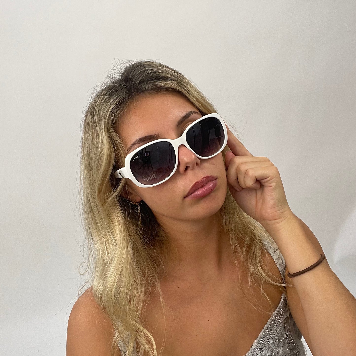 BOAT PARTY DROP | white dior style round sunglasses