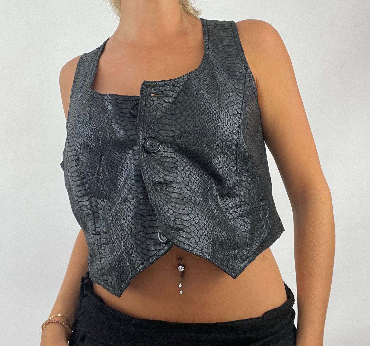 GRUNGE FAIRYCORE DROP | large black snakeskin waistcoat