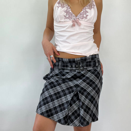 FESTIVAL DROP | black checked skirt with buckle - medium