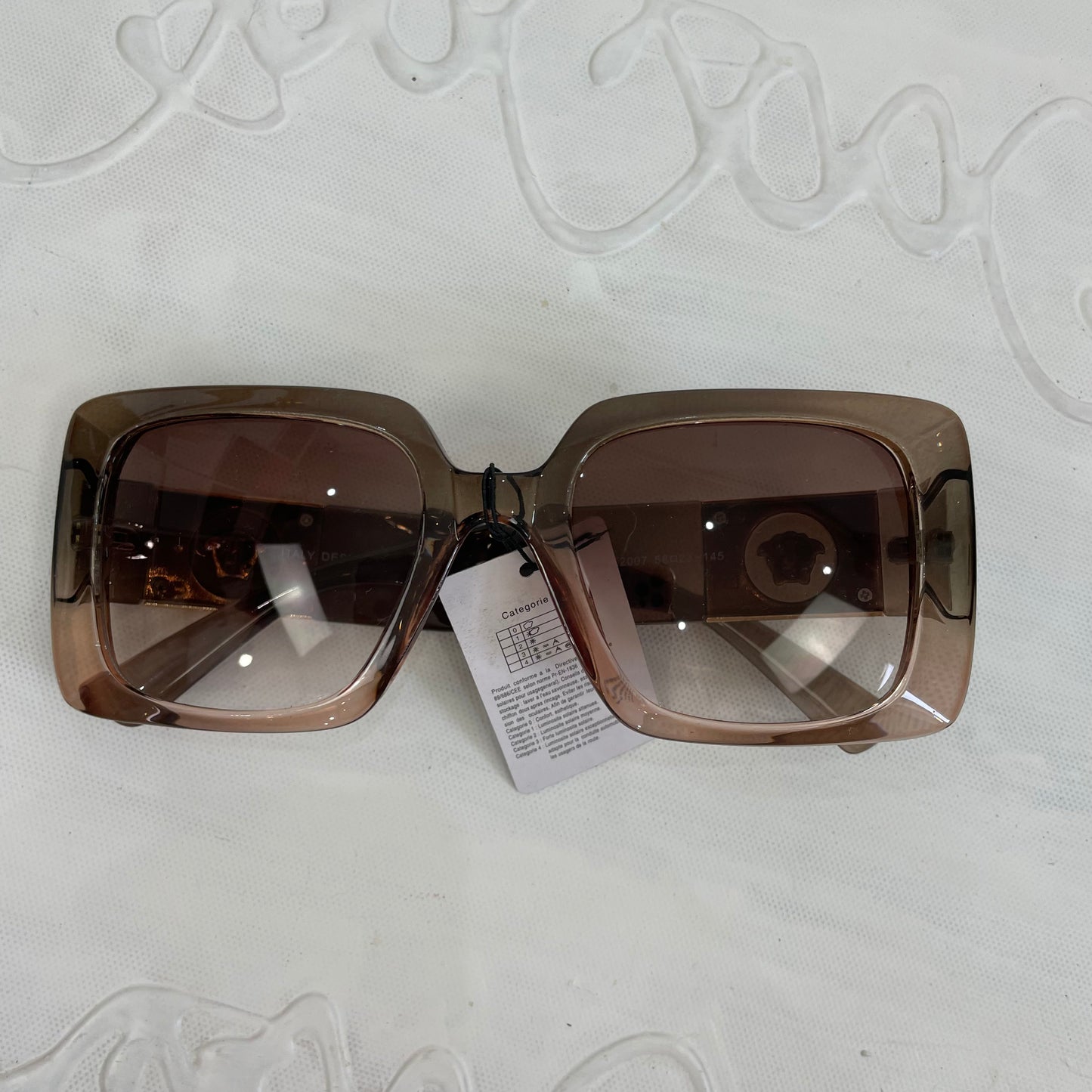 EUROPEAN SUMMER DROP | brown clear square versace style sunglasses