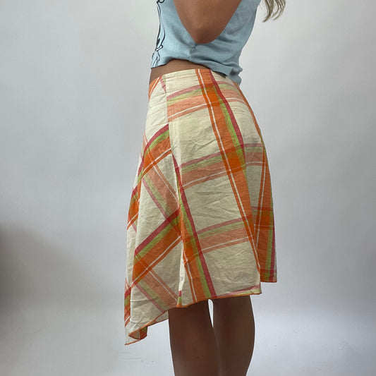 ‼️BOAT PARTY DROP | orange billabong checkered gingham midi skirt