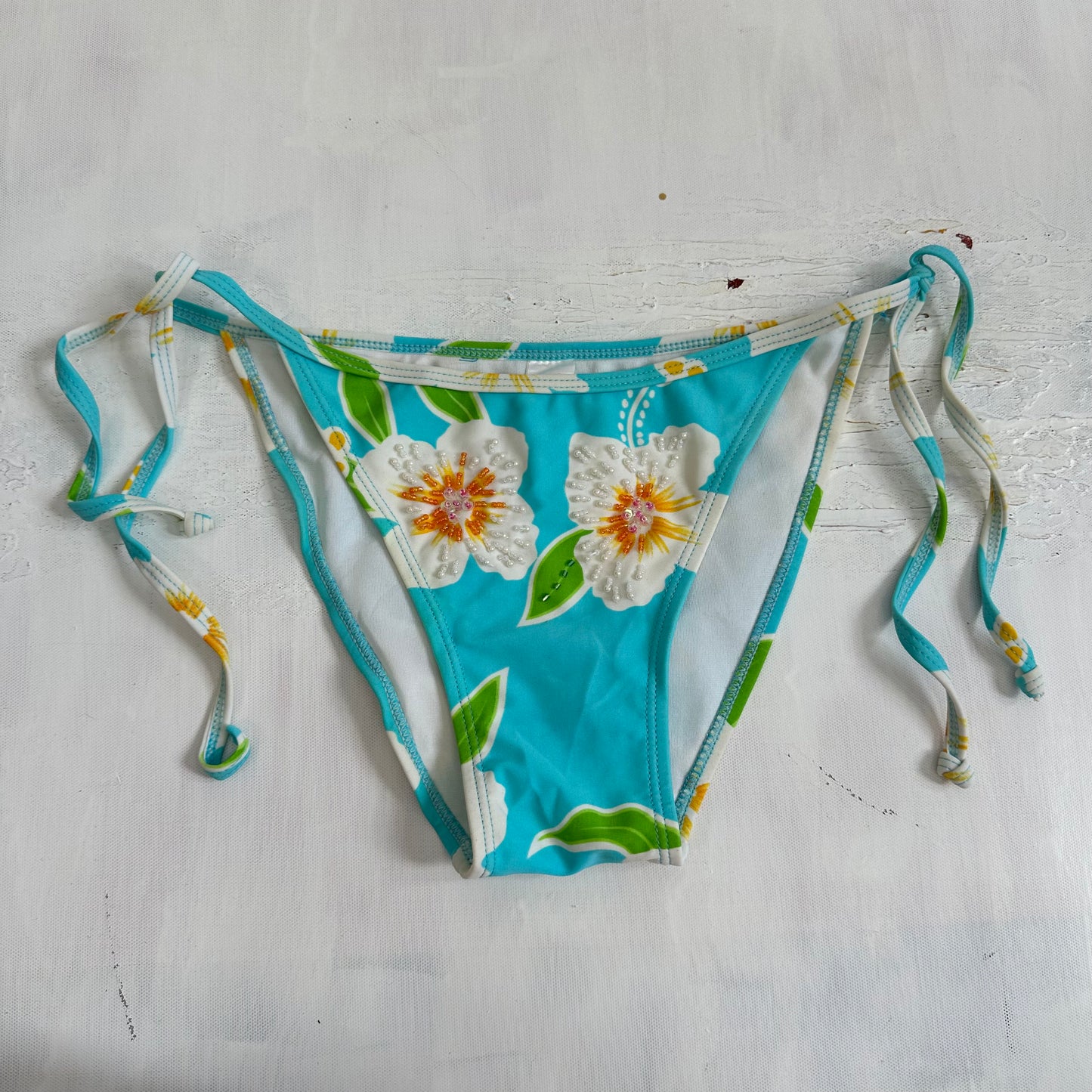 BARBIE DROP - beach barbie | blue floral bikini bottoms - medium