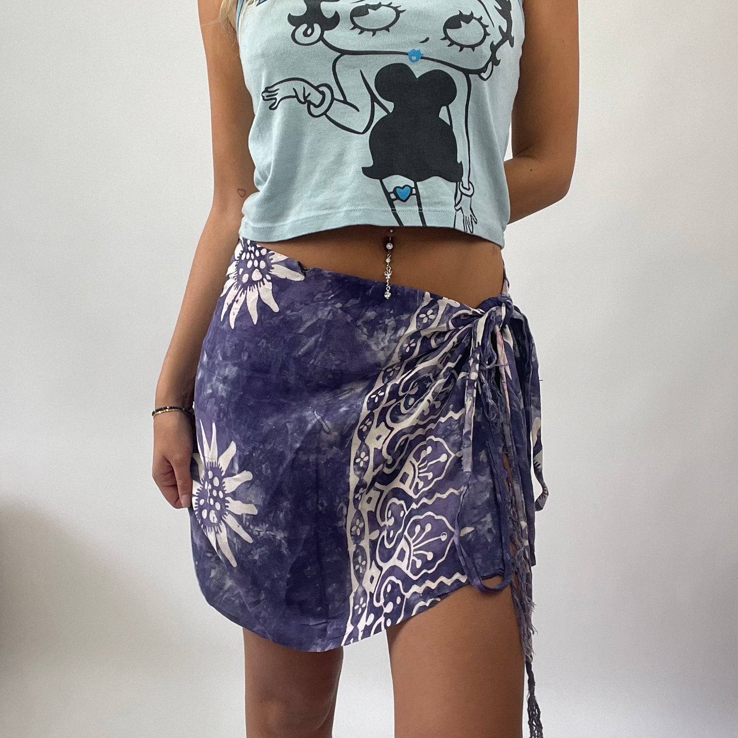 BOAT PARTY DROP | purple tie side patterned skirt