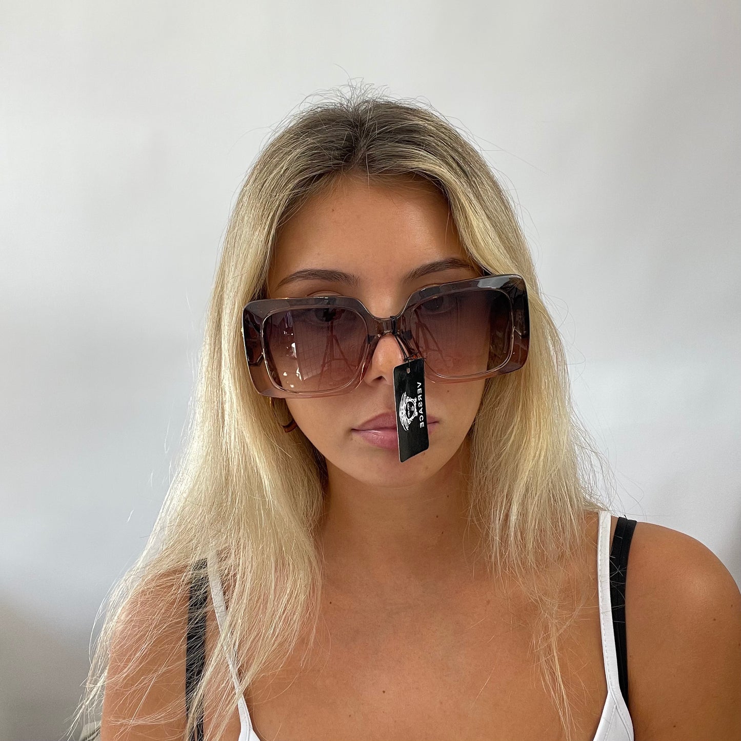 EUROPEAN SUMMER DROP | brown clear square versace style sunglasses