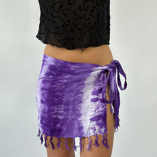 💻 DAINTY DROP | small purple tie dye tie side beach wrap skirt