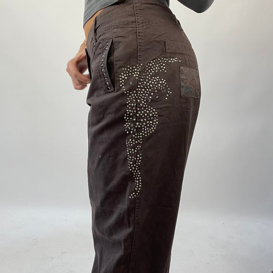 💚 MISS REMASS DROP | small brown cropped trousers with diamanté detail