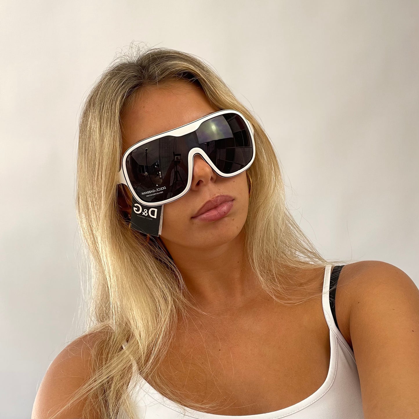 EUROPEAN SUMMER DROP | white dolce & gabbana oversized sunglasses