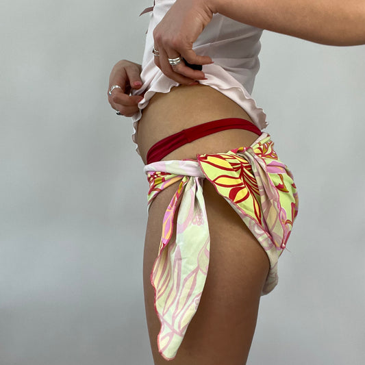 FESTIVAL DROP | green hibiscus tie side skirt