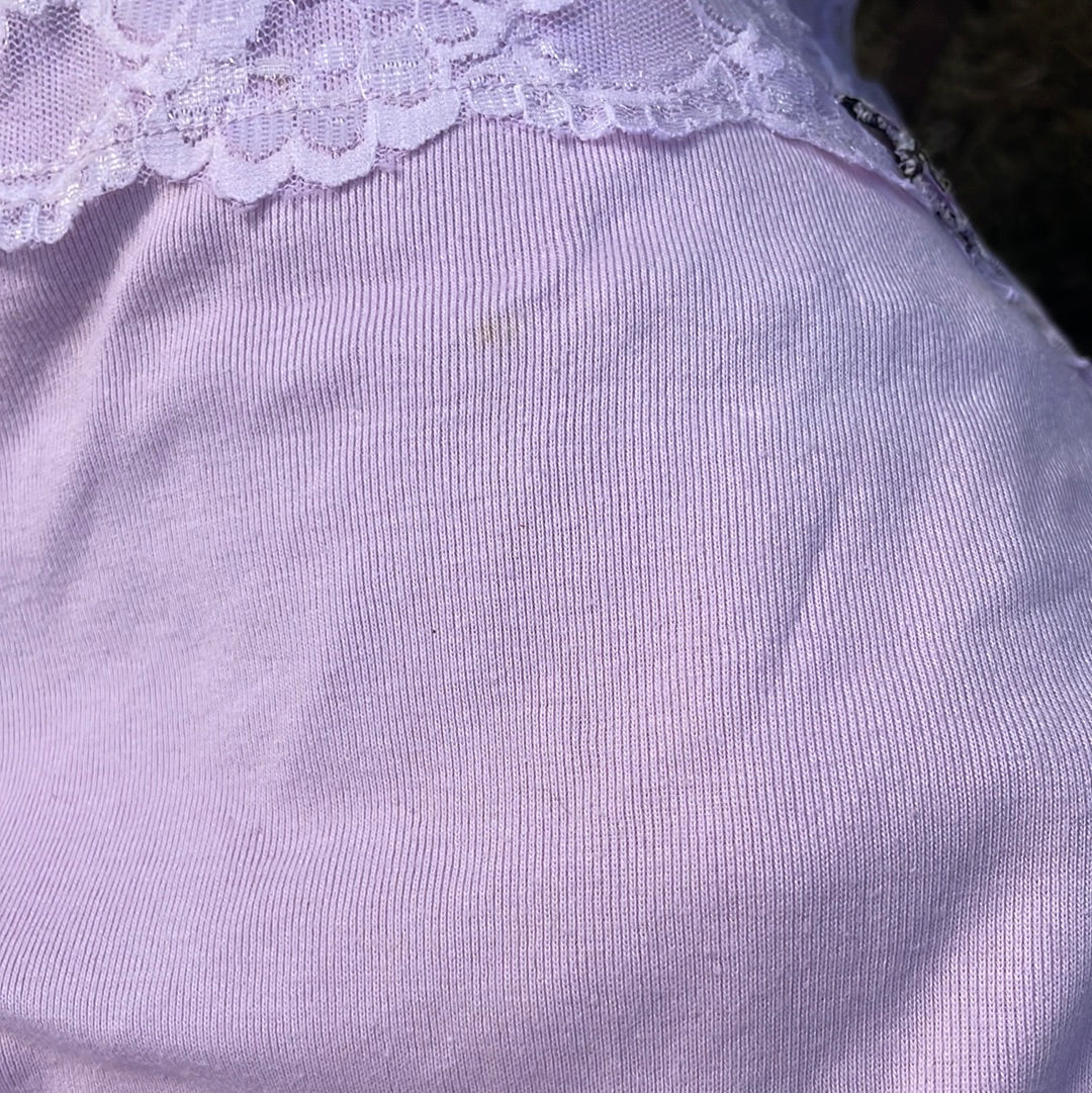 💻 DAINTY DROP | lilac lace bardot top - small