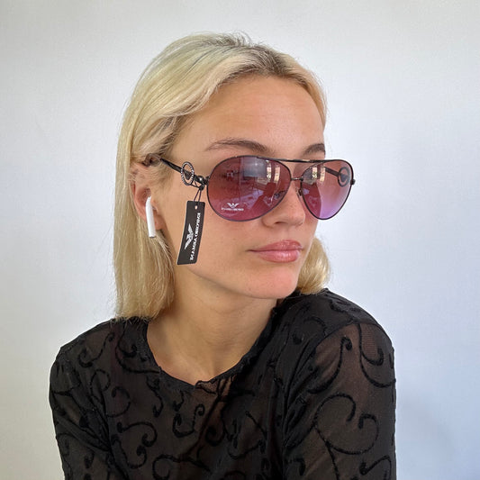 MODEL OFF DUTY DROP | purple tinted emporio armani sunglasses