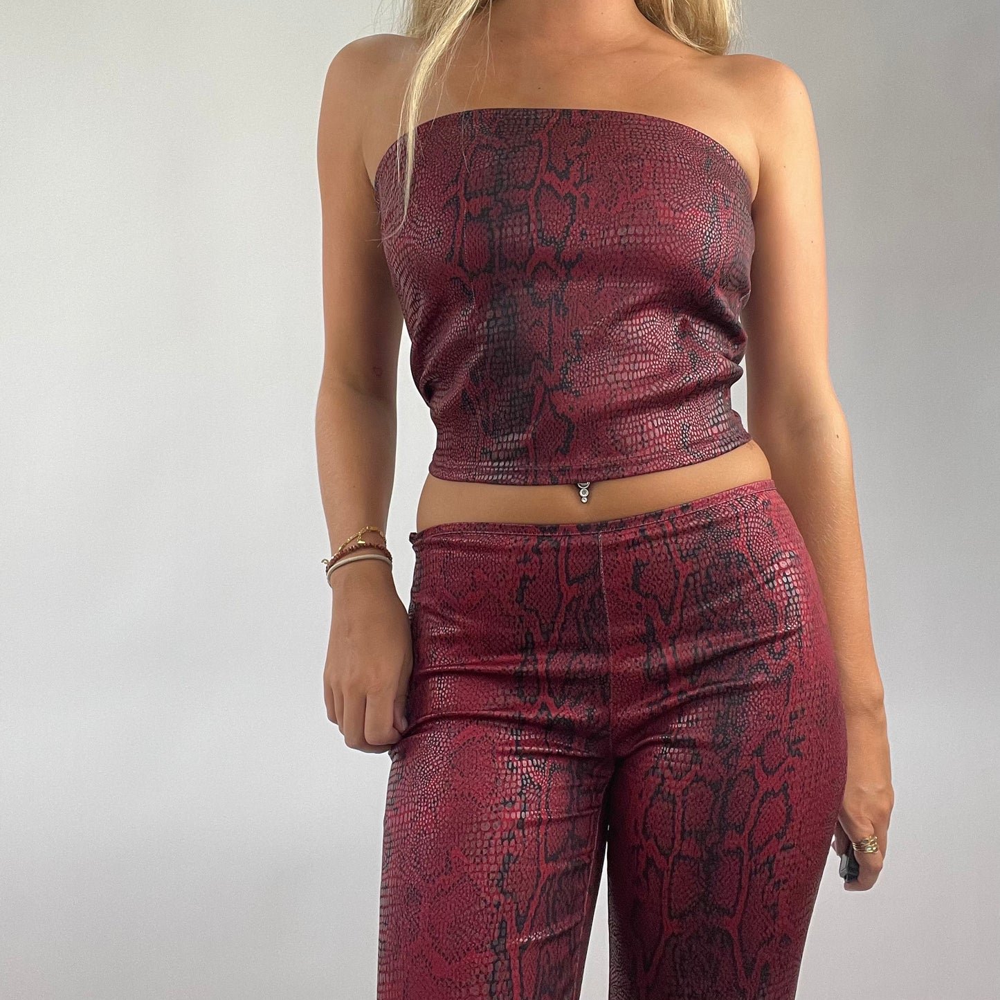 💻 DROP 2 | small red snakeskin print set - bandeau top and trousers