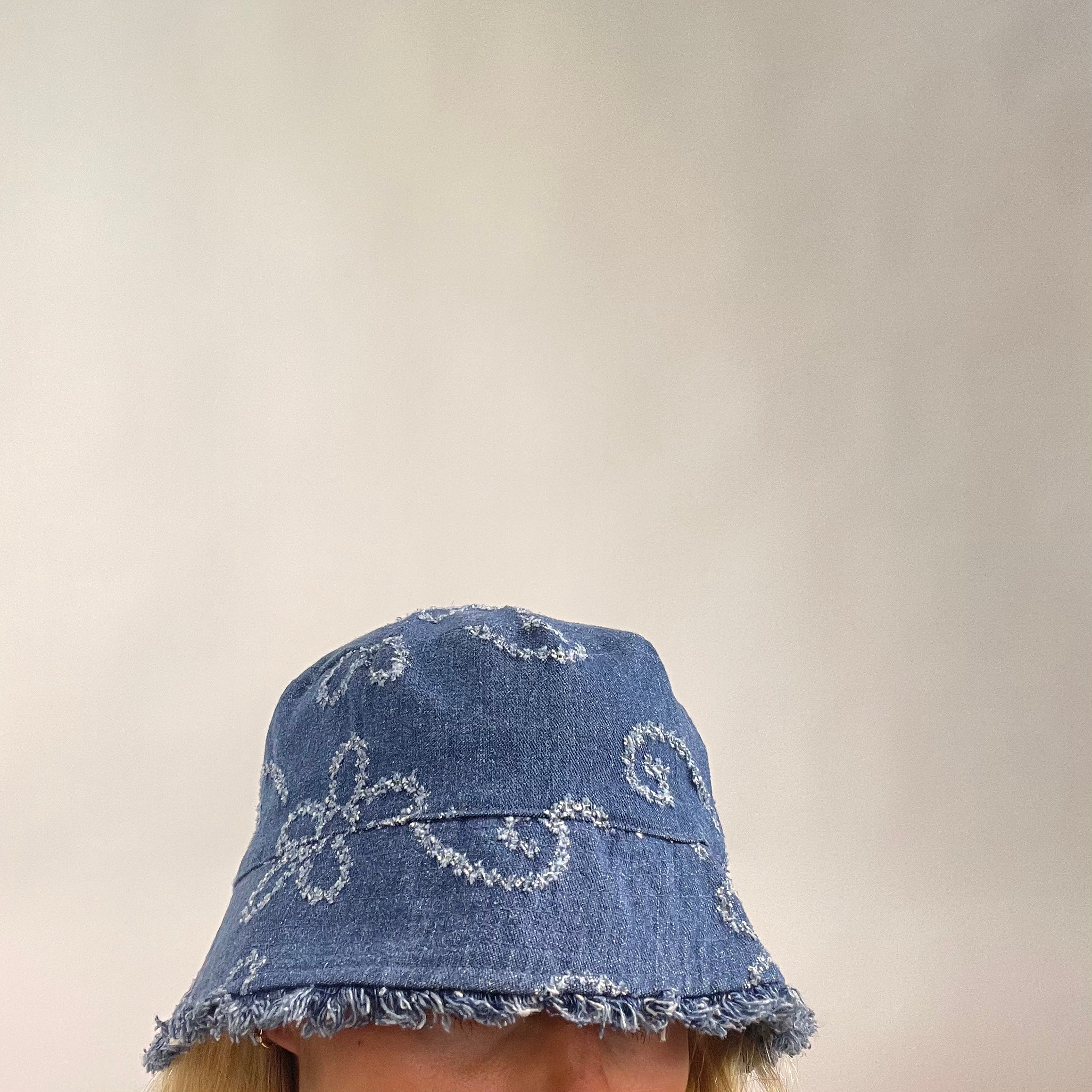DROP 2 denim flower bucket hat remass