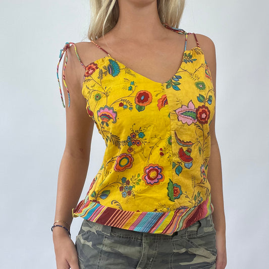 💻 ‼️BOAT PARTY DROP | medium yellow floral top with tie straps