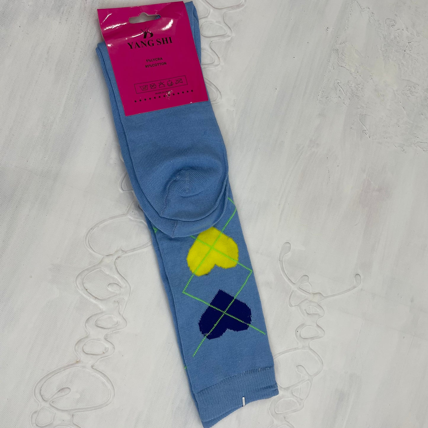 BARBIE DROP - college barbie | blue argyle heart print socks