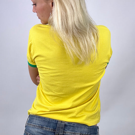 💻 MODEL OFF DUTY DROP | medium mccain yellow and green tshirt brasil colours