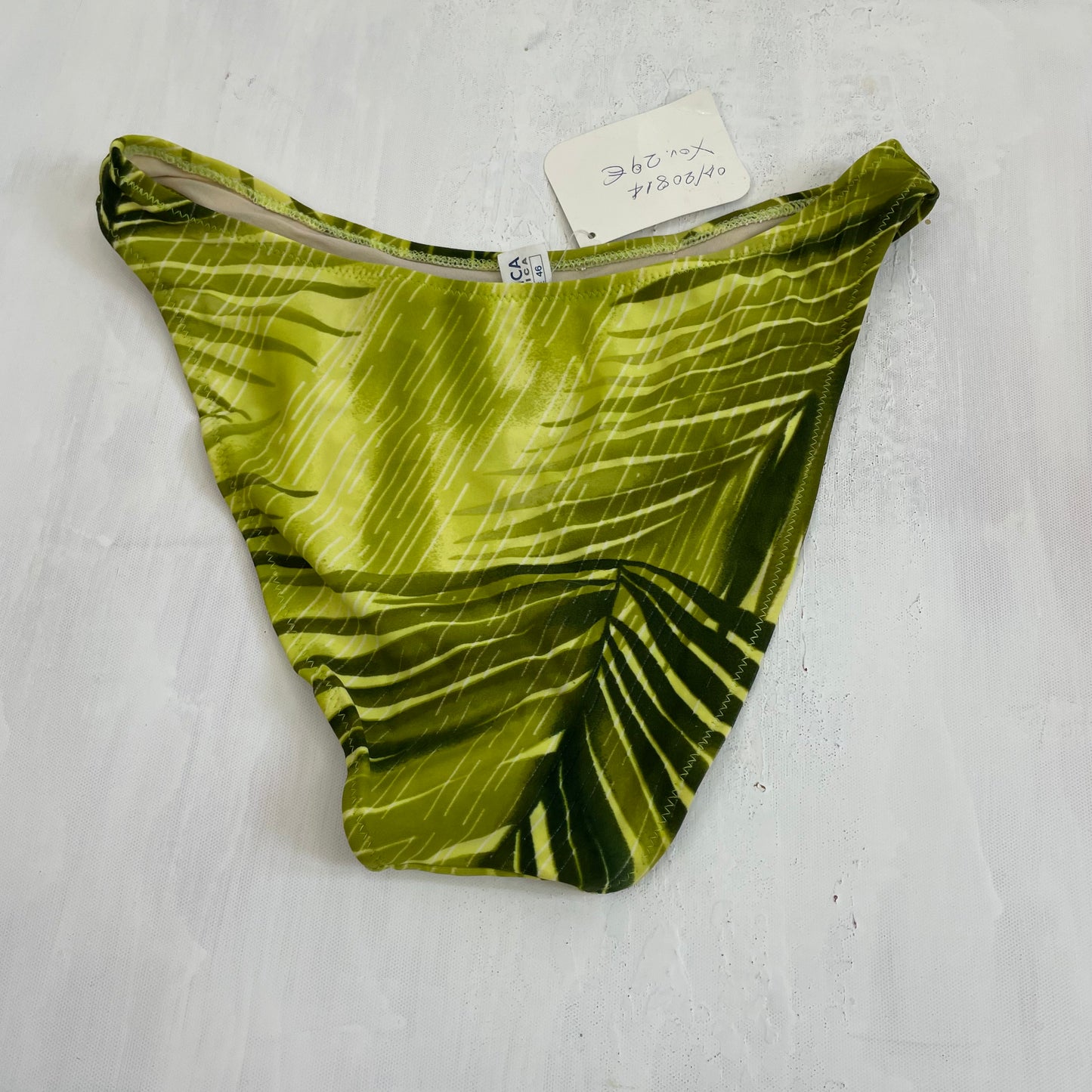 TROPICAL GIRL DROP | green leafy print bikini bottoms - small